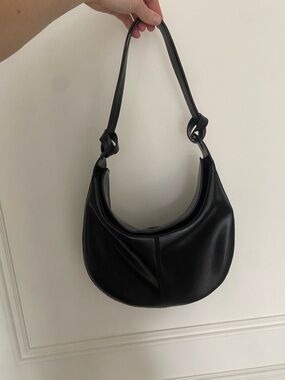 Mango Black Knotted Strap Crescent Shoulder Bag